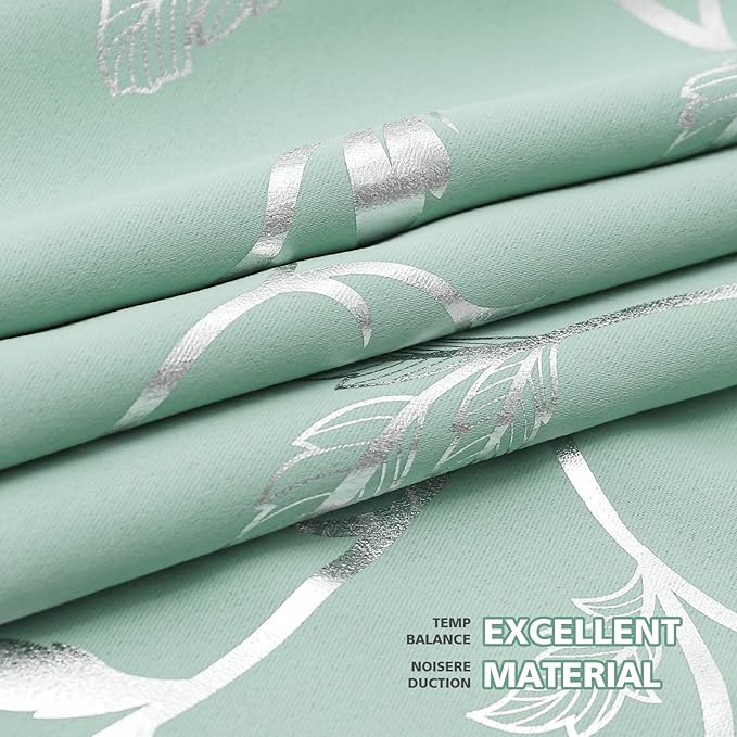 BUHUA Blackout Curtains 84 Inches Long, Vine Foil Print Pattern Room Darkening - Image 6