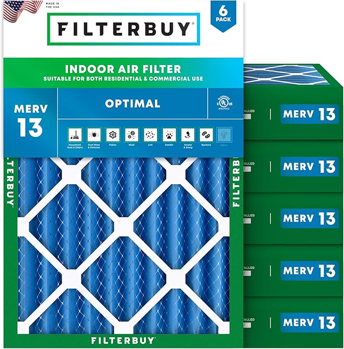 Filterbuy 16x22x4 Air Filter MERV 13 Optimal Smoke & Allergy Defense, by Filterbuy