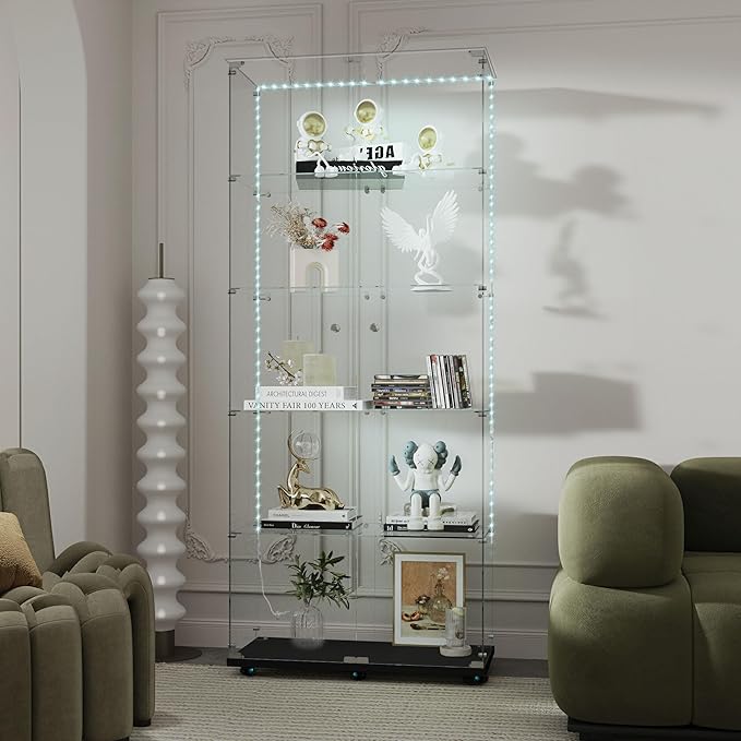 Yoluckea 5 Tiers Glass Display Cabinet by Yoluckea