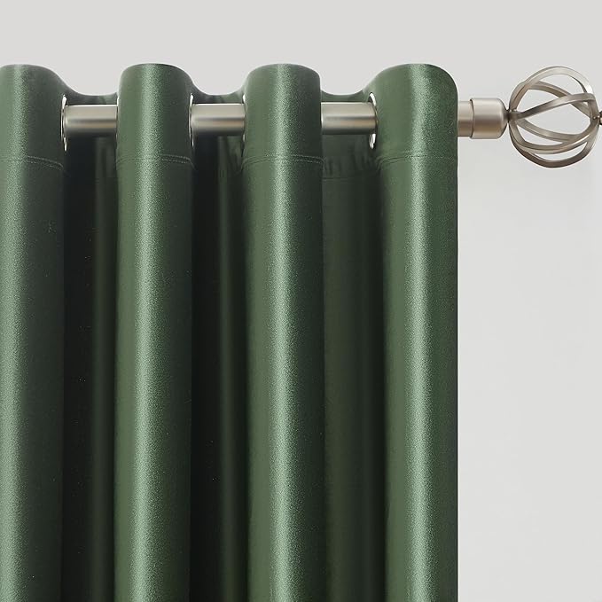 Olive Green Decorative Velvet Curtains 102 inches Emerald Elegant Living Room - Image 2