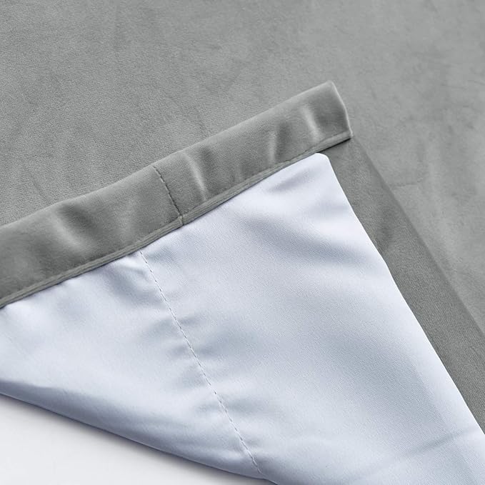 ChadMade Extra Wide Blackout Lined Premium Velvet Curtain Grey 120Wx84L Inch - Image 5