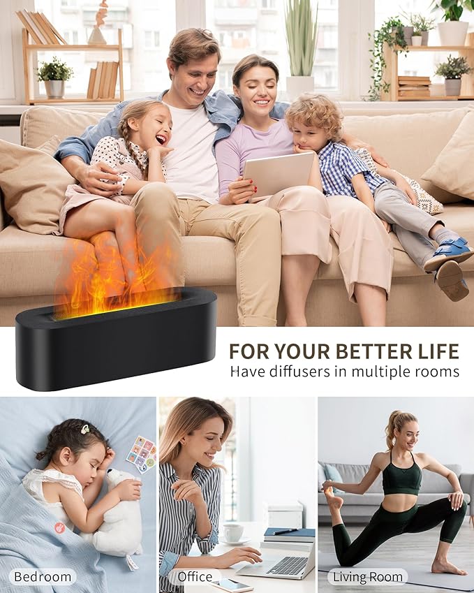 Essential Oil Diffuser with Fireplace Flame, Ultrasonic Cool Mist Humidifier - Image 4