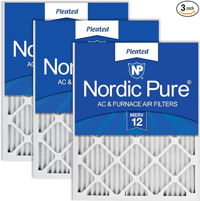 Nordic Pure 16x24x1 Pleated MERV 12 Air Filters 3 Pack by NordicPure