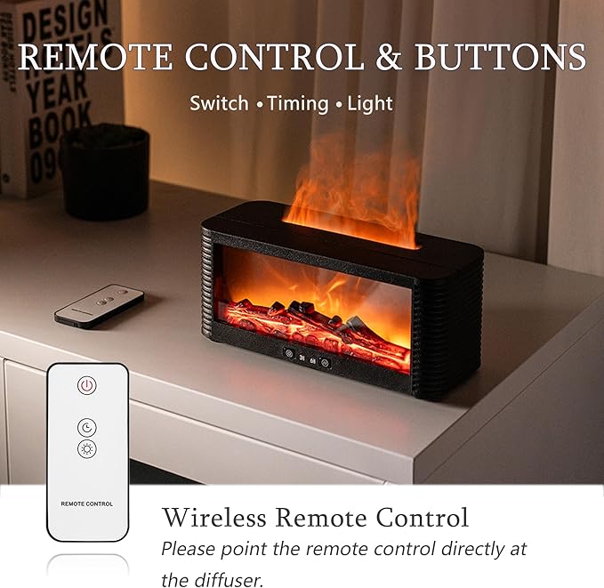 2026 Upgraded 9 Color Flame Fireplace Aroma Essential Oil Diffuser, 250ml USB - Image 4