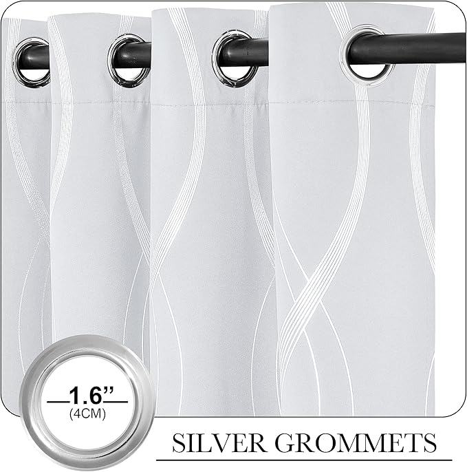 NICETOWN Greyish White Room Darkening Curtain Panels - Image 3