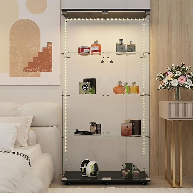 Yoluckea 4-Tier Glass Display Cabinet - Image 5