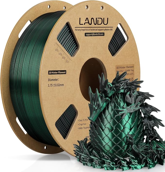 LANDU Silk Dual Color PLA Filament 1.75mm 1KG, 3D Printer Filament Dimensional by LANDU