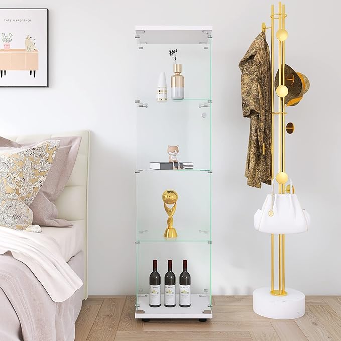 Yoluckea 4 Shelves Glass Display Cabinet - Image 9