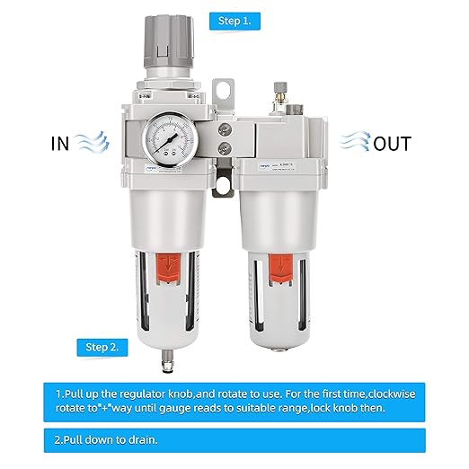 NANPU 1" NPT Compressed Air Filter Regulator Lubricator Combo Water/Oil Trap - Image 4