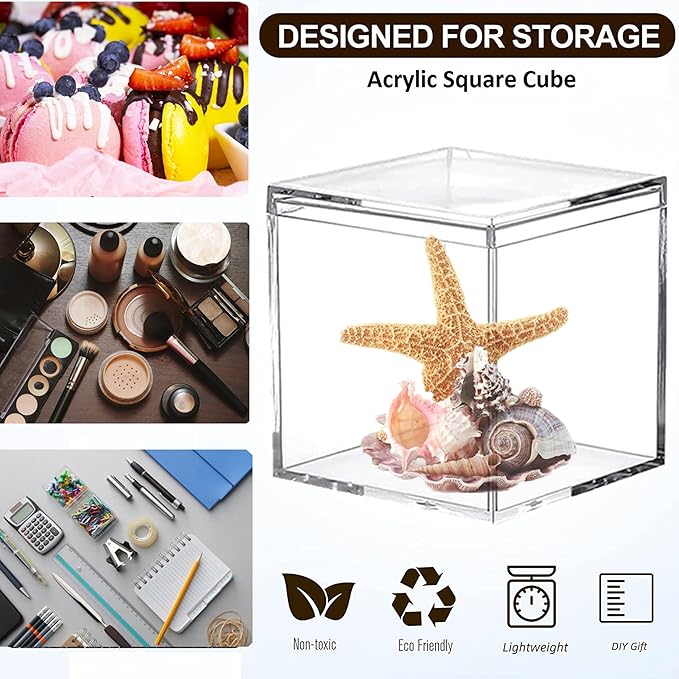 KissYou Acrylic Box with Lid 2 Pieces Small Clear Square Cube Small Mini - Image 5