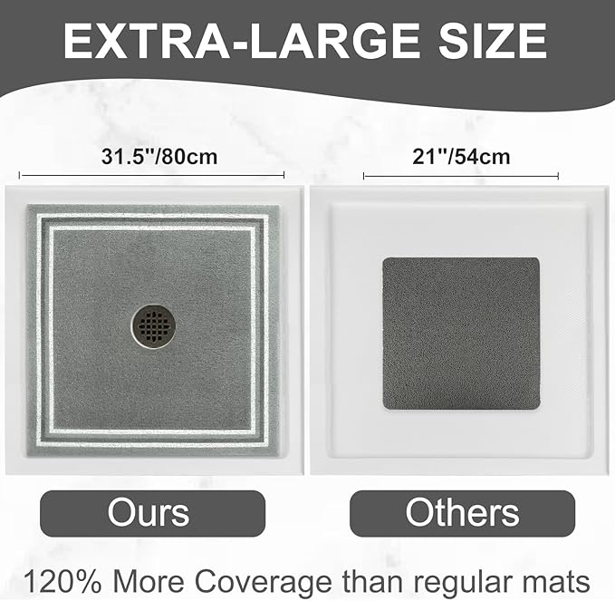 Square Shower Mat Non Slip: 32x32 Inch Extra Large Shower Mats - Image 2