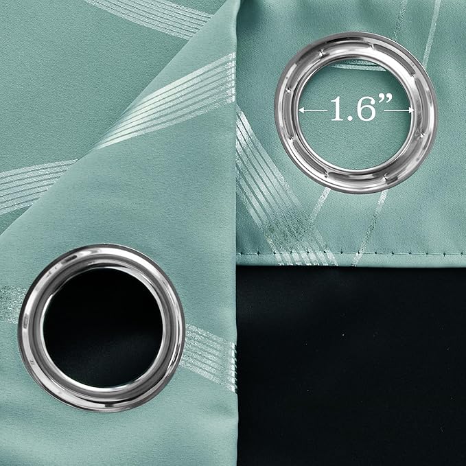 NICETOWN 100% Blackout Aqua Blue Curtain Wave Pattern Panels 84 inches 2 Pieces - Image 3