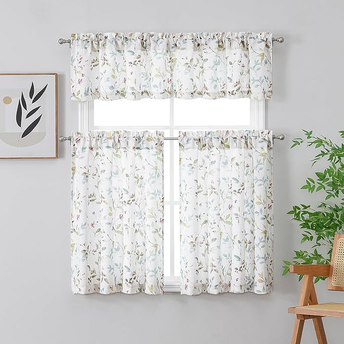 Chyhomenyc Roman Kitchen Curtains 36 Inch Length, Linen Blend Textured Small - Image 2