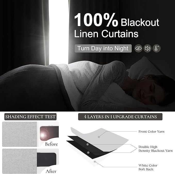 Light Grey Blackout Curtains 86 Inch Length 2 Panels Set - Image 2