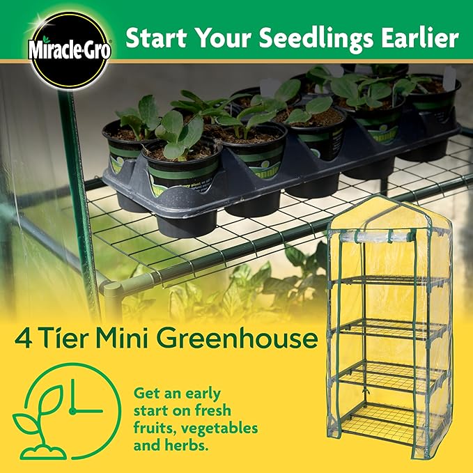 Miracle-Gro 23" x 17" x 57" 4-Tier Indoor/Outdoor Mini Greenhouse Plant Tent - Image 2