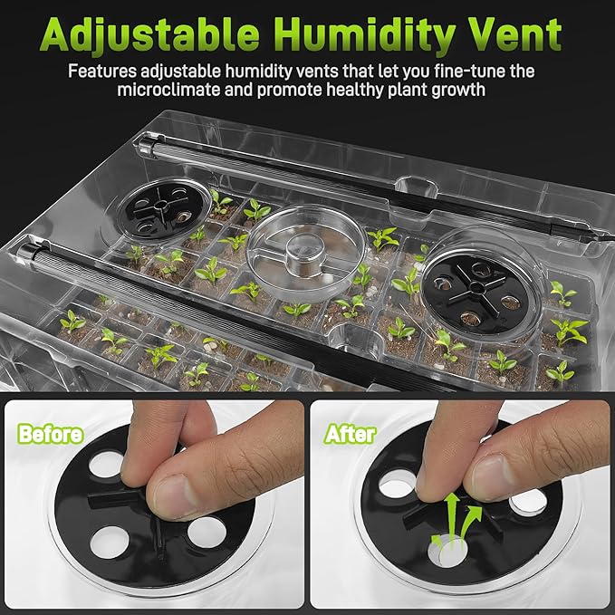 60-Cell Seed Starter Tray with Grow Light, Seedling Starter Trays with 4.08" - Image 6