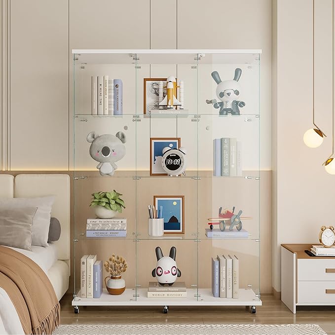 Yoluckea 4 Shelves Glass Display Cabinet Extra Large, Curio Collection Glass - Image 5