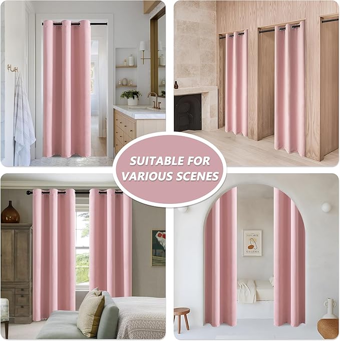 MYSKY HOME Pink Door Curtains for Doorway Closet Curtain for Living Room - Image 2