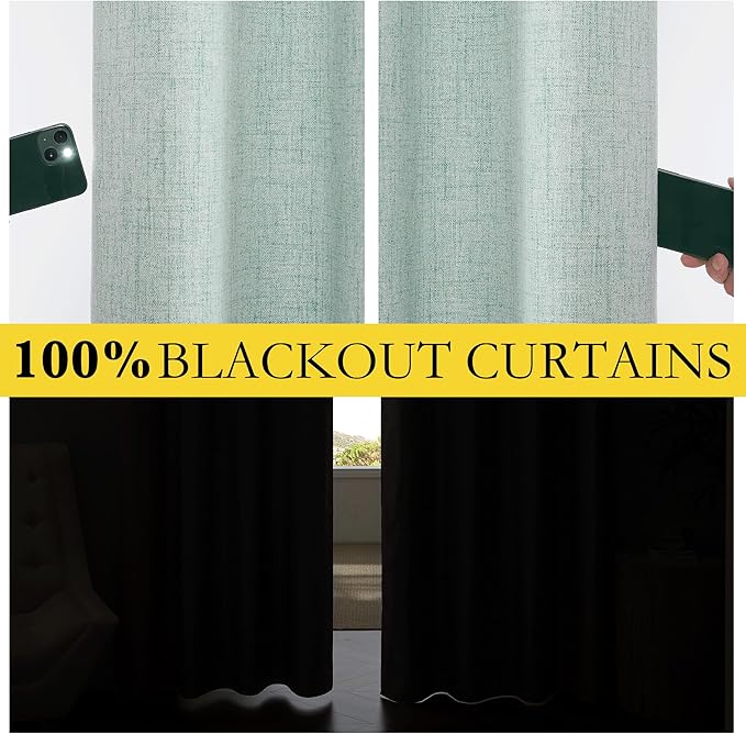 NICETOWN 100% Absolutely Blackout Linen Curtains - Image 4