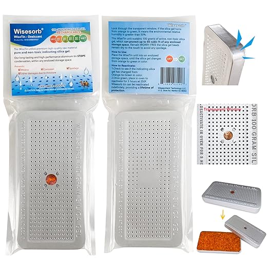 100 Gram 5 Pack Indicating Silica Gel Canister, Gun Safe Dehumidifier, Reusable - Image 2