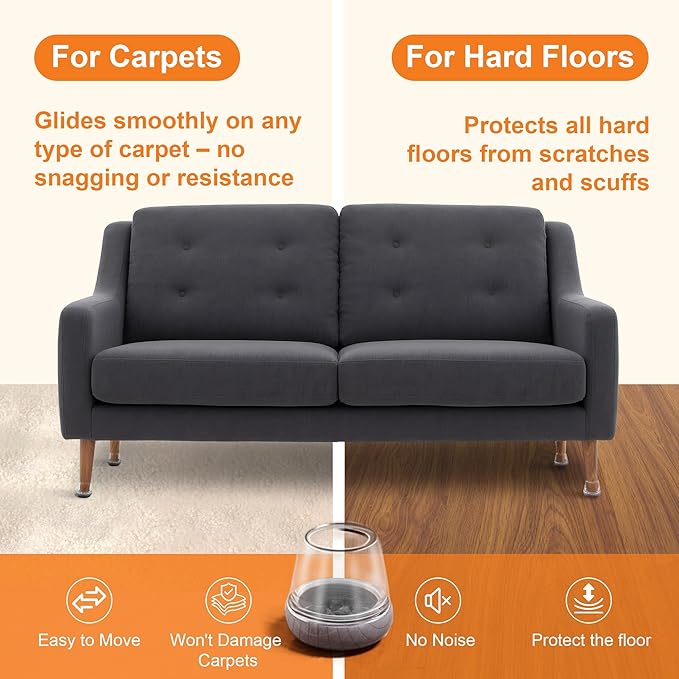 Chair Leg Floor Protectors for Hardwood Floors – Smooth Nylon Base Won’t Trap - Image 7
