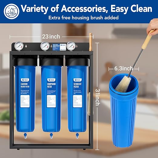 HQUA WF3-02 3-Stage Free-Standing Whole House Water Filtration System, - Image 8