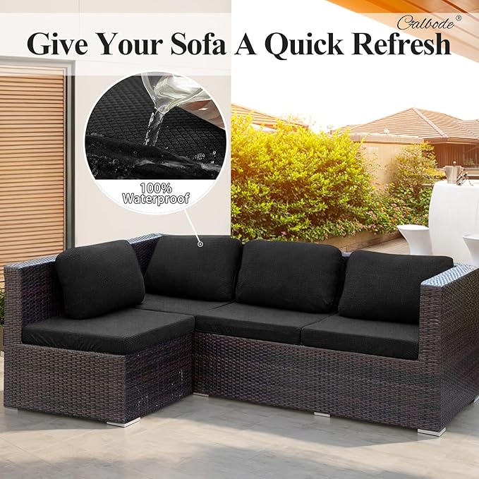 8Pcs Outdoor Stretch Cushion Covers, Waterproof Outdoor Chair Cushion Covers - Image 4
