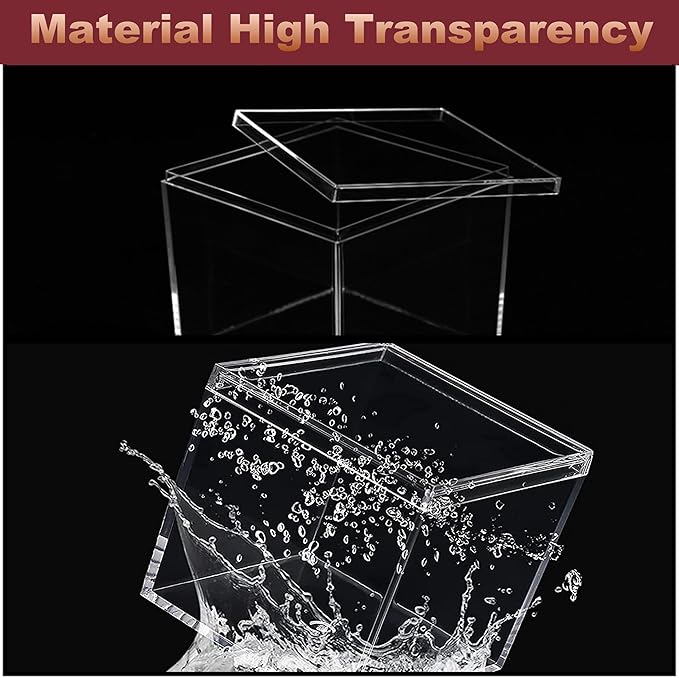 Acrylic Box with Lid 2 Pieces 4 * 4 * 4 Inch Clear Square Cube Plastic - Image 3