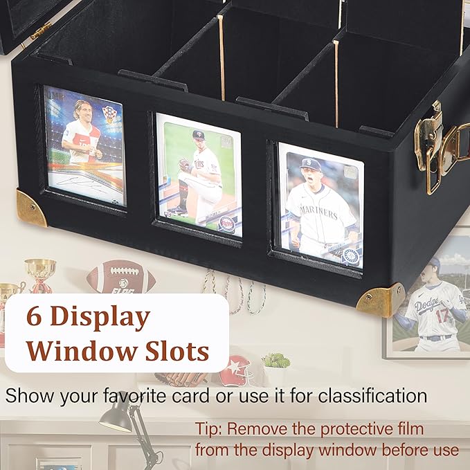 Graded Card Storage Box with Display Window, Wood Card Case - Image 4