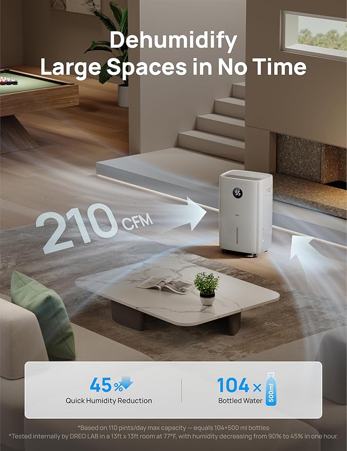 DREO 110-Pint Smart Dehumidifier - Image 3