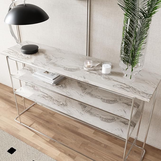 CRE8TIVE 12"x80" Glossy Beige Silver Liquid Marble Contact Paper Peel and Stick - Image 5