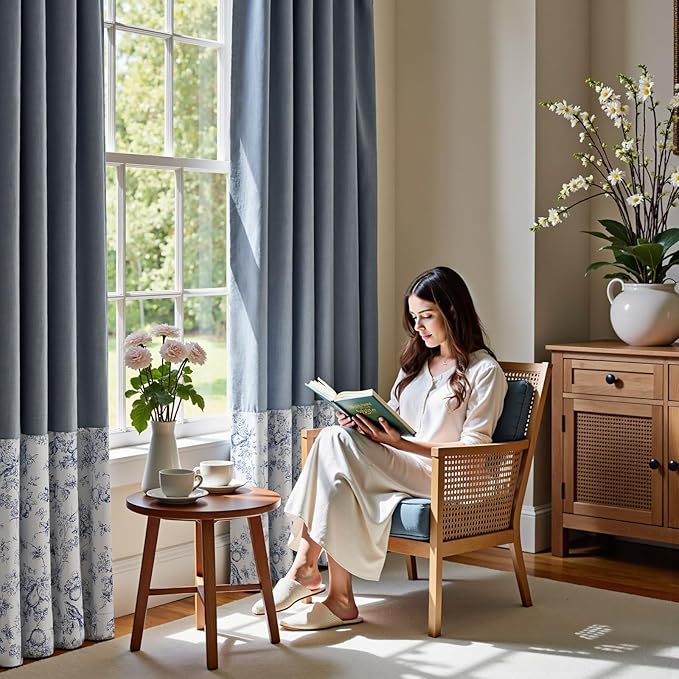 jinchan Faux Linen Blackout Curtains 84 Inch Length - Image 2