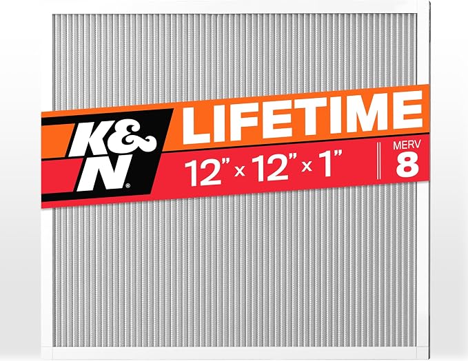 K&N 12X12X1 HVAC Furnace Air Filter, Lasts a Lifetime, Merv 8, the Last HVAC by KNEngineeringInc