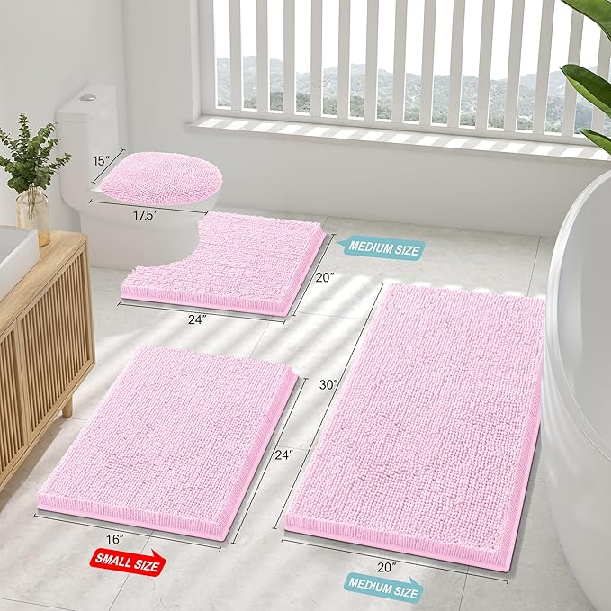 Smiry Luxury Chenille Bathroom Rugs 47x20, Extra Soft and Absorbent Shaggy Bath - Image 2