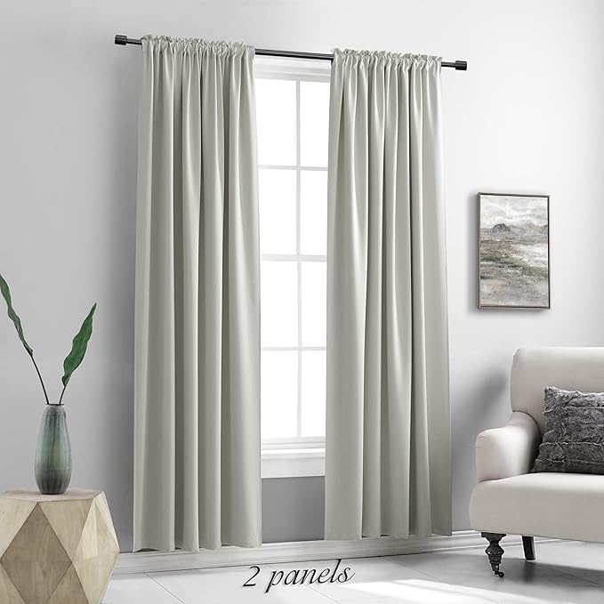 DONREN Light Grey Blackout Curtains - Image 2