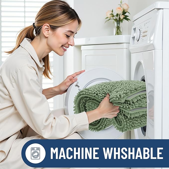 Smiry Luxury Chenille Bathroom Rugs 47x20, Extra Soft and Absorbent Shaggy Bath - Image 6