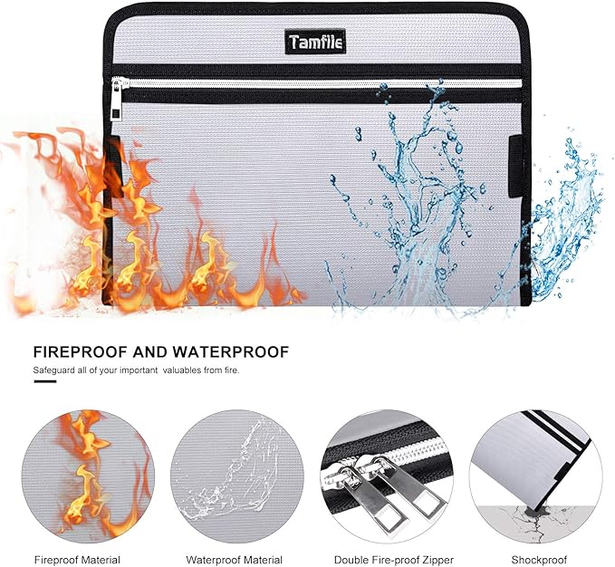 Fireproof Safe Waterproof Accordion File Bag Folder Expanding Filing Folder - Image 3