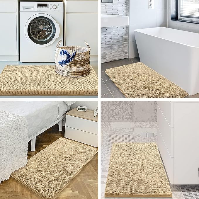 Smiry Luxury Chenille Bathroom Rugs 24x16, Extra Soft and Absorbent Shaggy Bath - Image 8