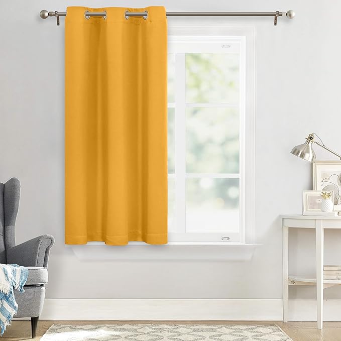 MYSKY HOME Musturd Yellow Blackout Curtain, Grommet Small Room Darkening Curtain - Image 7