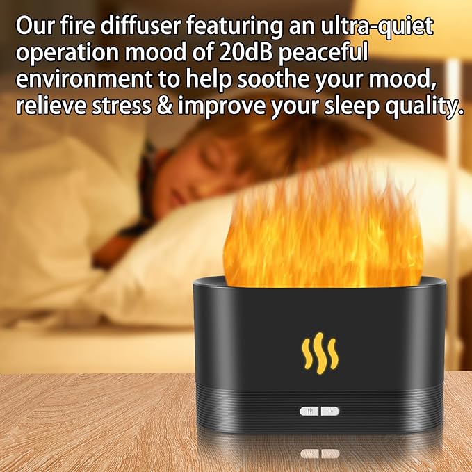 Flame Diffuser Humidifier-Auto Off 180ml Essential Oil Diffuser-2 Modes - Image 6