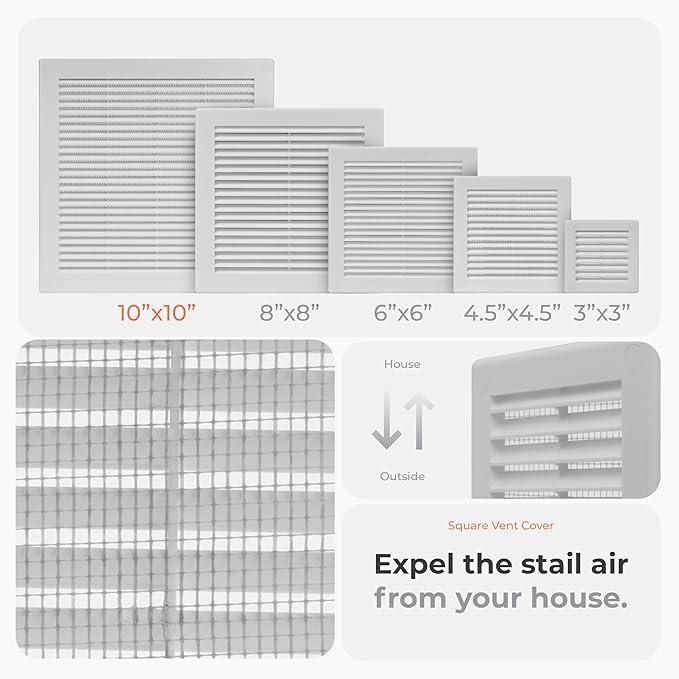 12" x 12" Square Air Vent Cover – White Plastic Vent Deflector - Image 4