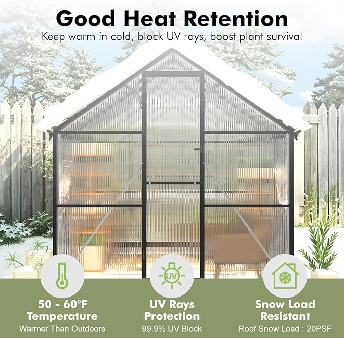 8×14FT Green Houses for Outside, Walk in Greenhouse for Outdoors and Garden - Image 5