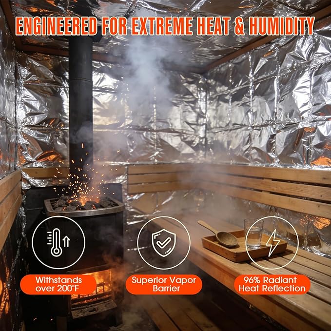 Sauna Foil Vapor Barrier, 250 sqft Aluminum Insulation Roll Heavy-Duty - Image 5