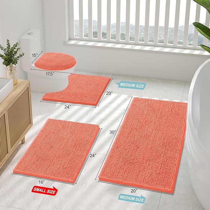 Smiry Luxury Chenille Bathroom Rugs 36x24, Extra Soft and Absorbent Shaggy Bath - Image 2
