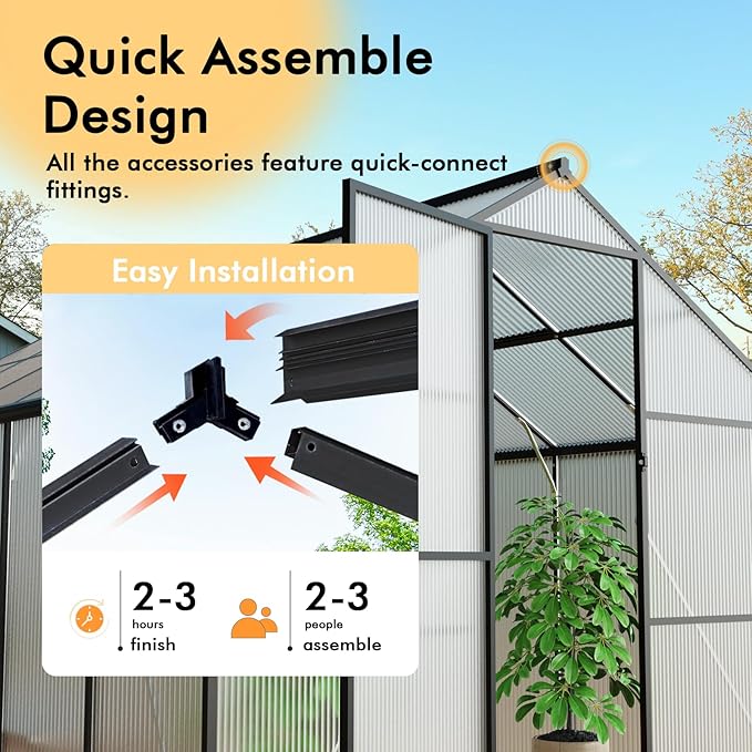 8×14FT Green Houses for Outside, Walk in Greenhouse for Outdoors and Garden - Image 7