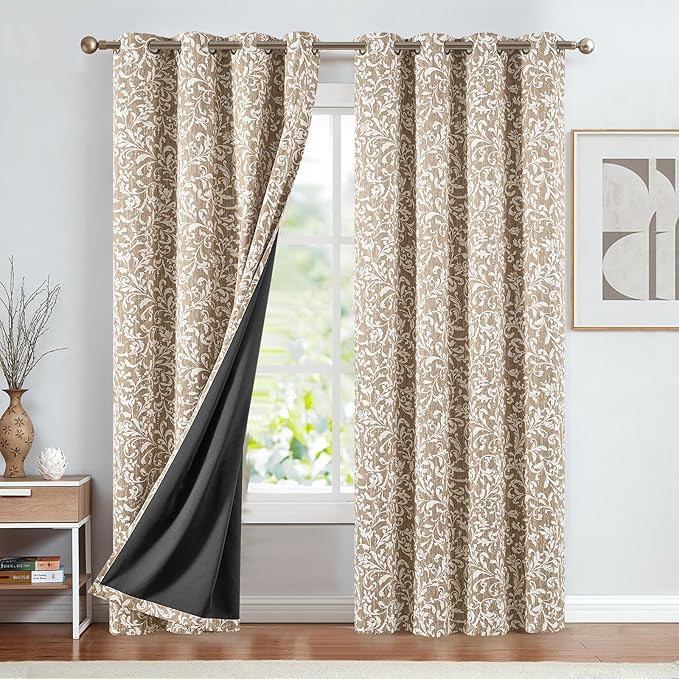 Vangao Taupe 100% Blackout Curtains 84 Inches Long - Image 2