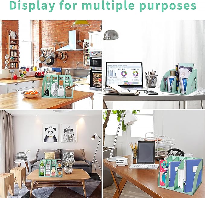 SAYEEC Sturdy Magazine Holder 4 Compartments Plastic Desktop File Organizer - Image 4