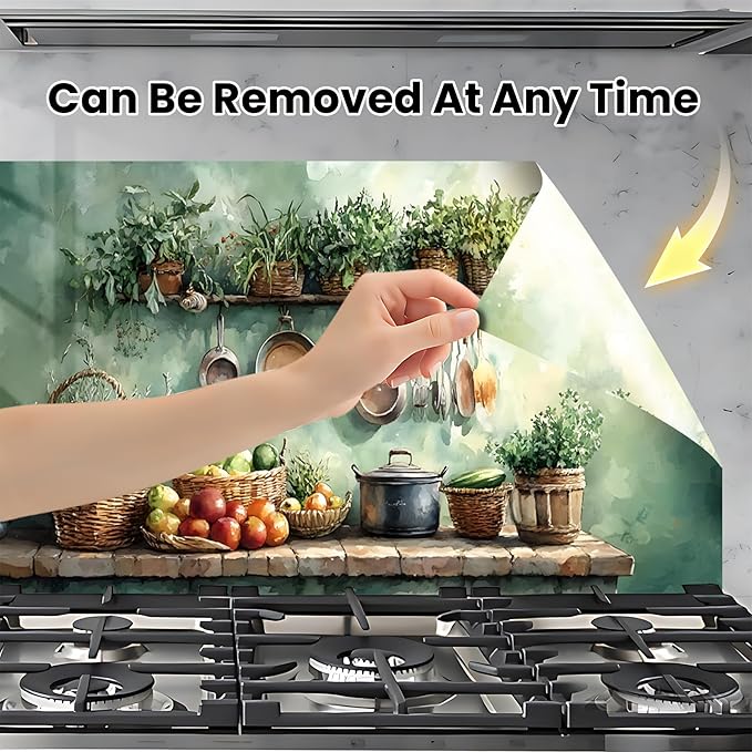 NYZE Kitchen Backsplash Stickers Waterproof Stove Backsplash Protector - Image 4