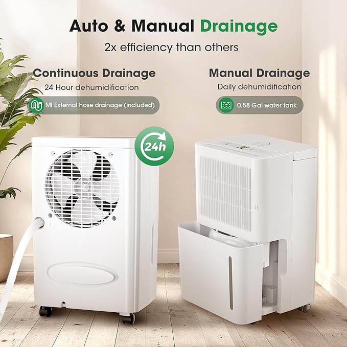 2, 500 Sq.Ft Dehumidifier with Drain Hose, 30 Pints Dehumidifiers - Image 6