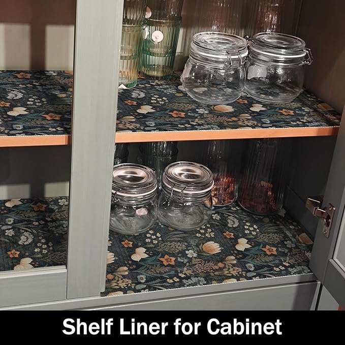 Vintage Floral Drawer Liner, Non-Adhesive and Strong Non-Slip Floral Shelf - Image 6